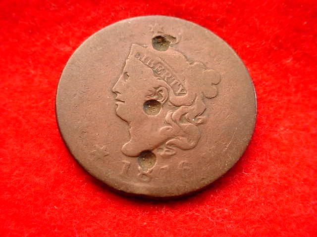 1816 CORONET HEAD LARGE CENT  COPPER COIN!   #T-30