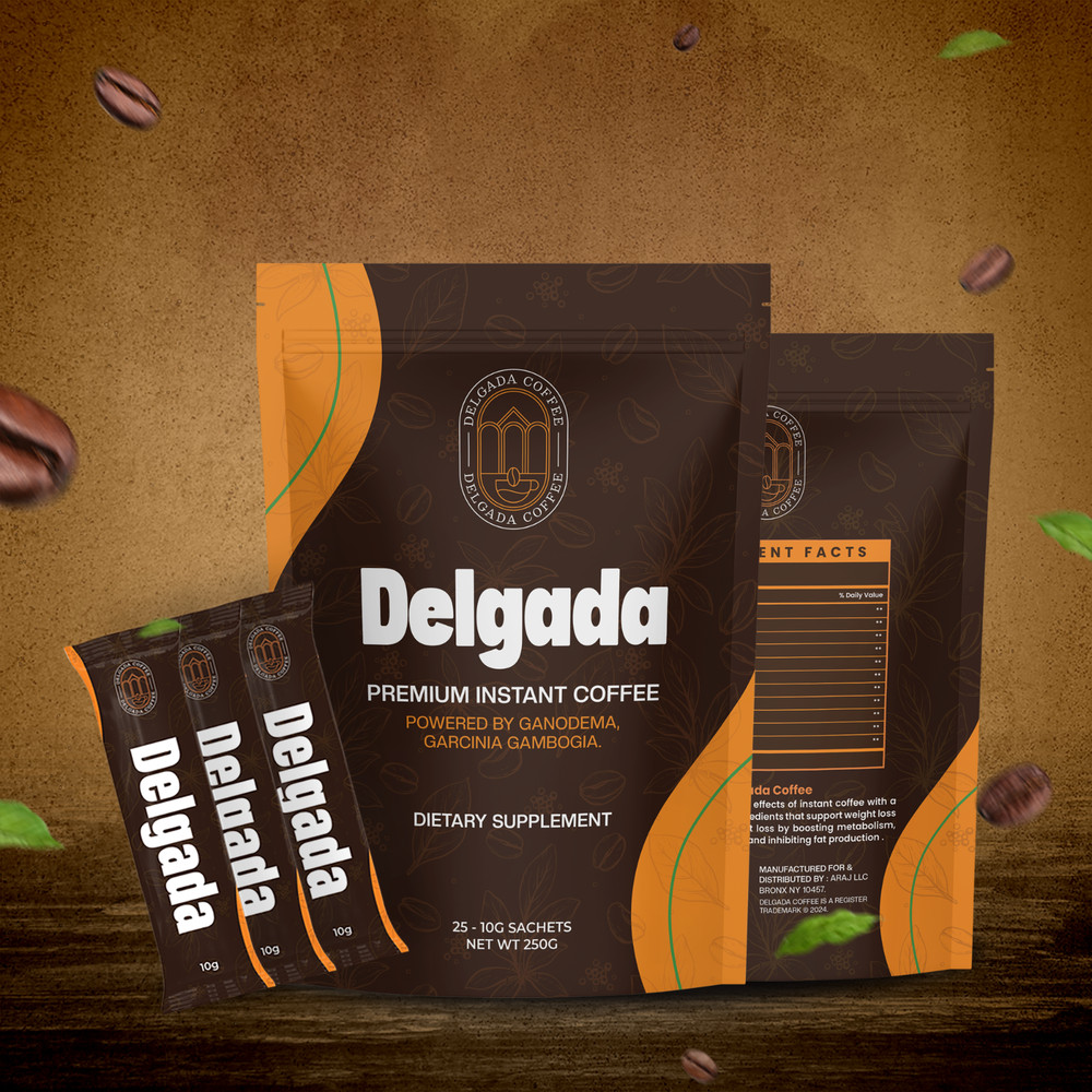 Delgada Instant Coffee - Premium Ganoderma, Rich Bold Taste - Healthy