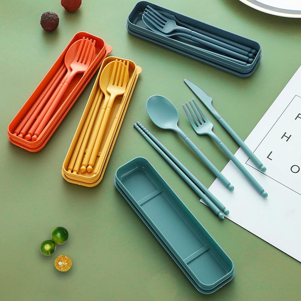 Camping Utensil Set, Reusable Utensils Set with Case