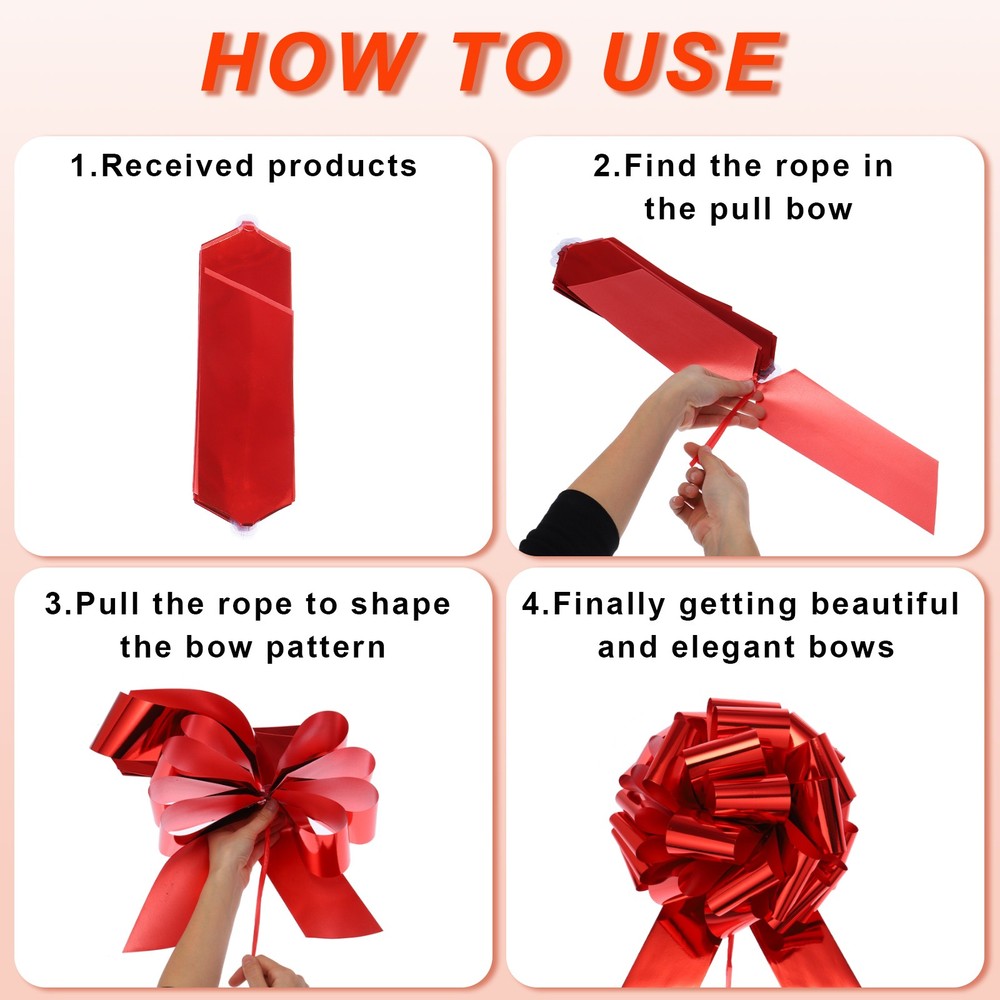8pcs 6 Inch Large Big Pull Bow Gift Wrapping Ribbon for Presents, Gray