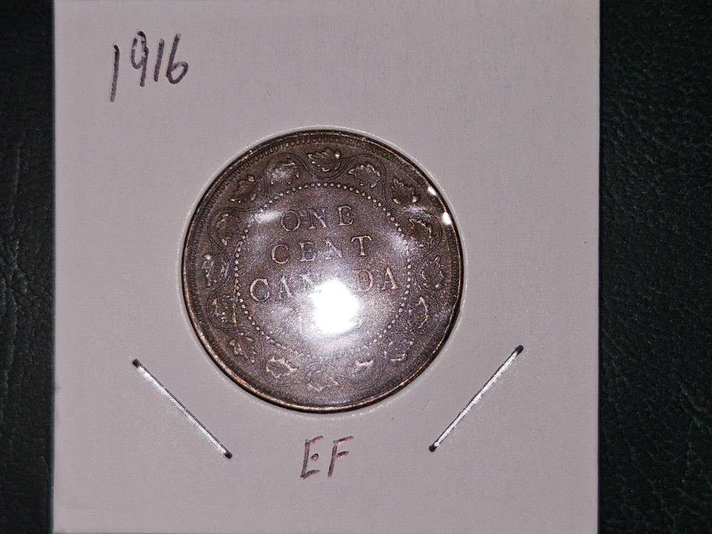 1916 Canada One Cent Queen Victoria Large Cent "EF"