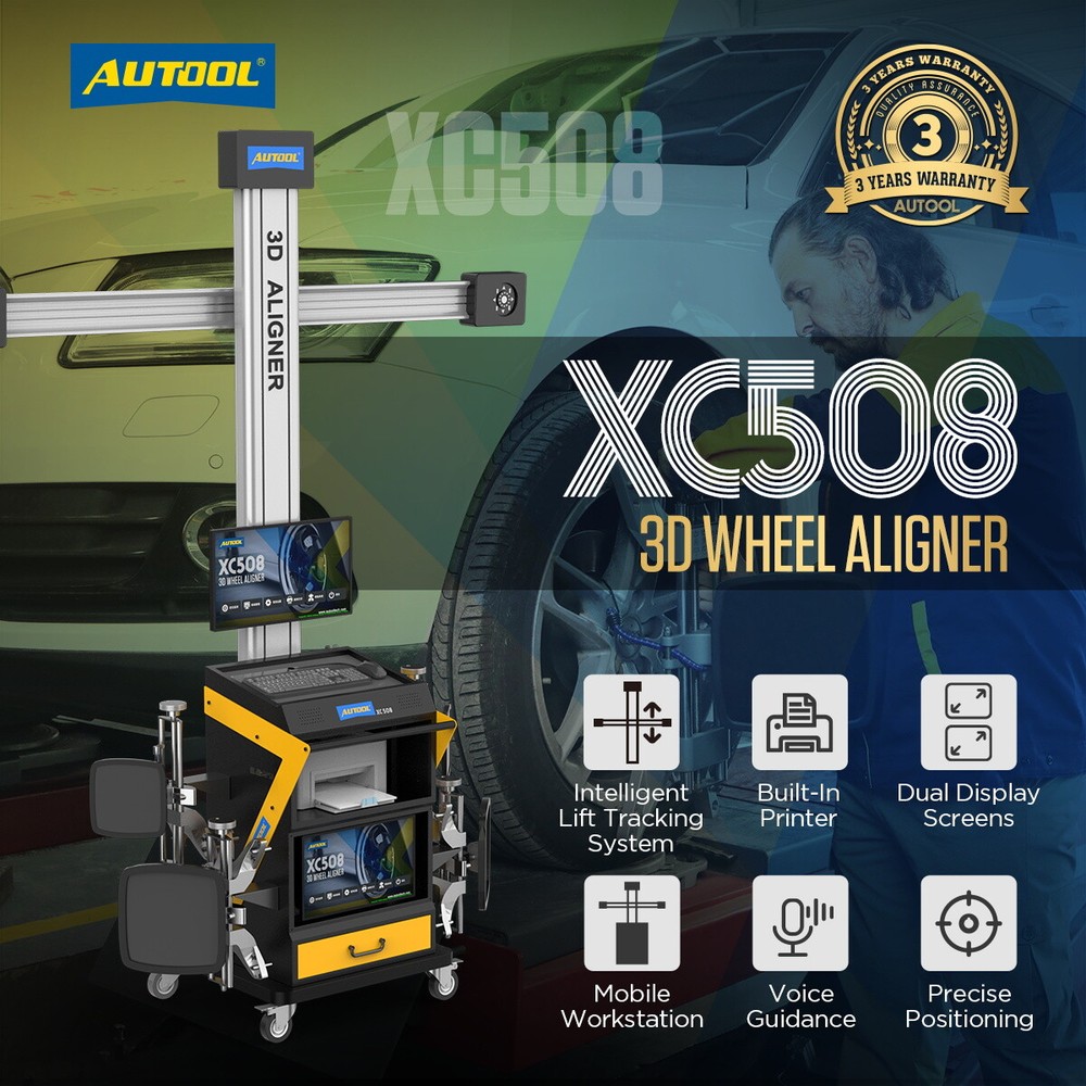 Liftable Auto Quicktrick 3D Wheel Alignment Machine Tools W/ Dual-Screen Printer