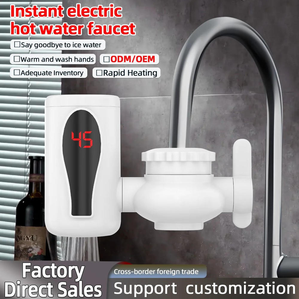 Instant Electric Hot Water Faucet with Digital Display, Rapid Heating Tap for Ki