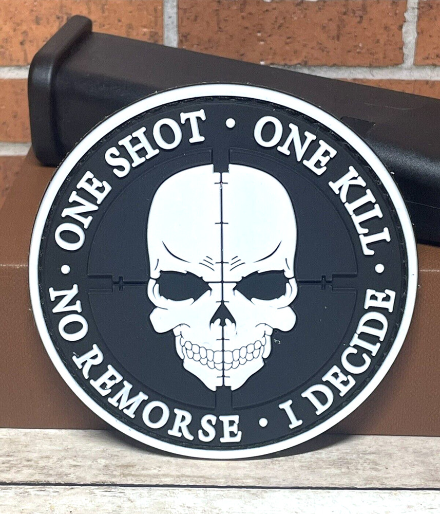 Tactical PVC Patch - Sniper Gun Patch -  Hook Loop Morale Skull Military Patch