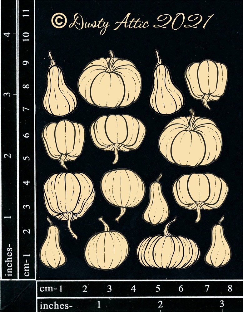 Dusty Attic Chipboard - Mini Pumpkins, DA3108 ~ 4x4