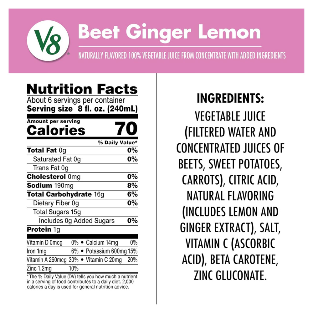 Beet Ginger Lemon 100% Vegetable Juice, 46 fl oz Bottle