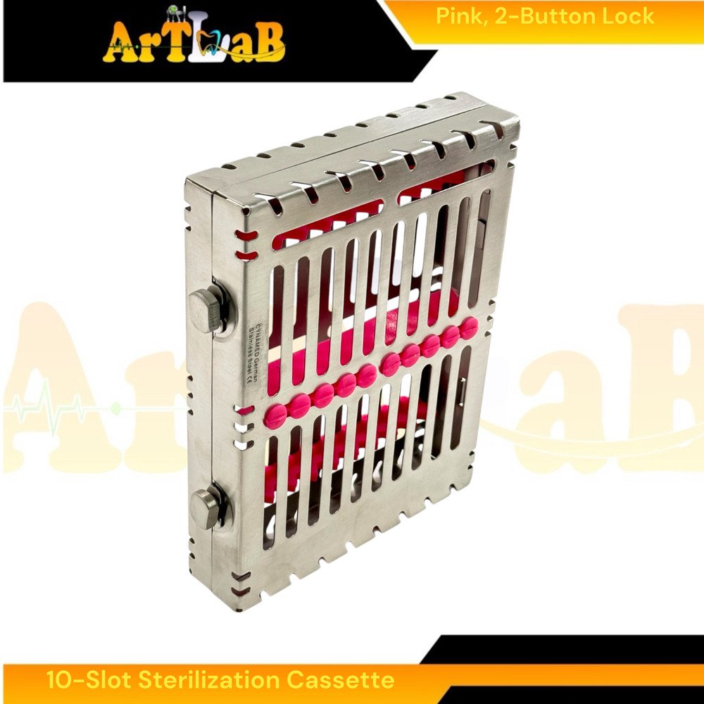 Autoclave Sterilization Boxes for 10 Instruments Each, Detachable, 2-Button (2PK