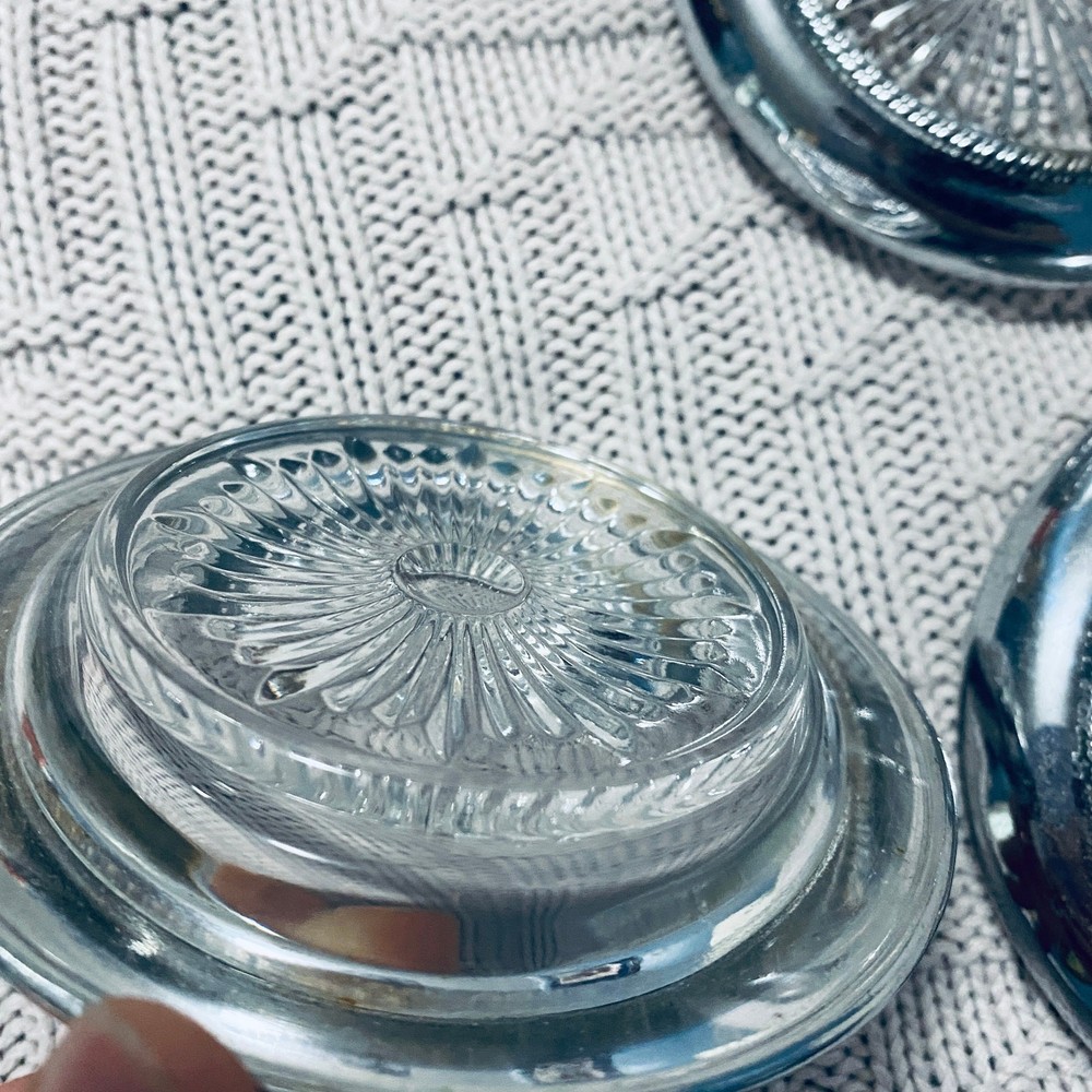 Vintage silver and glass drink coasters