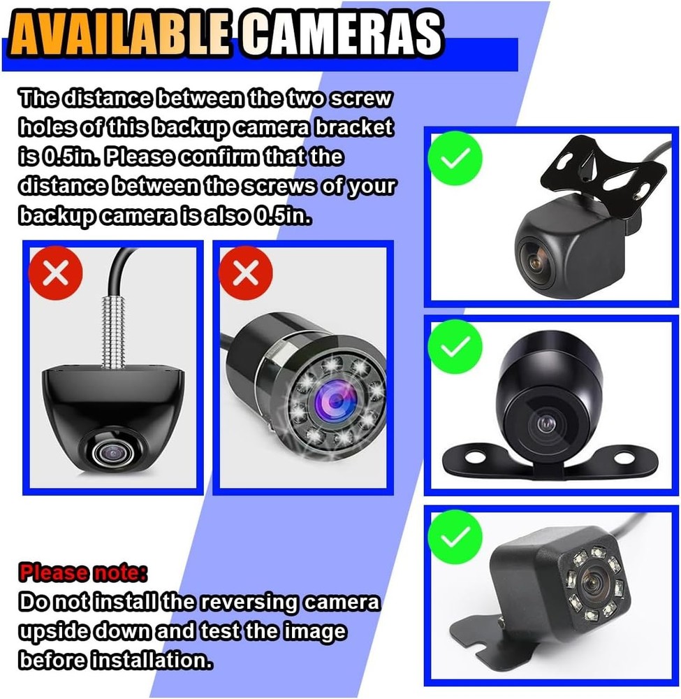 Reverse Rear Camera License Plate Bracket, Installation Holder for Black