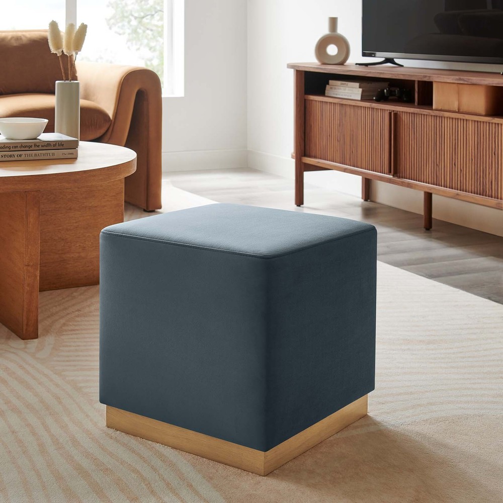 Modway 17" Square Performance Velvet Upholstered Ottoman