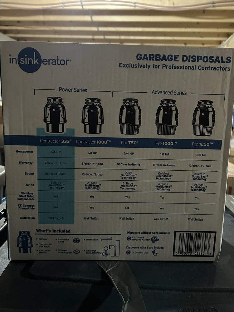 InSinkErator Contractor 333 Garbage Disposal 3/4 HP Continuous Feed