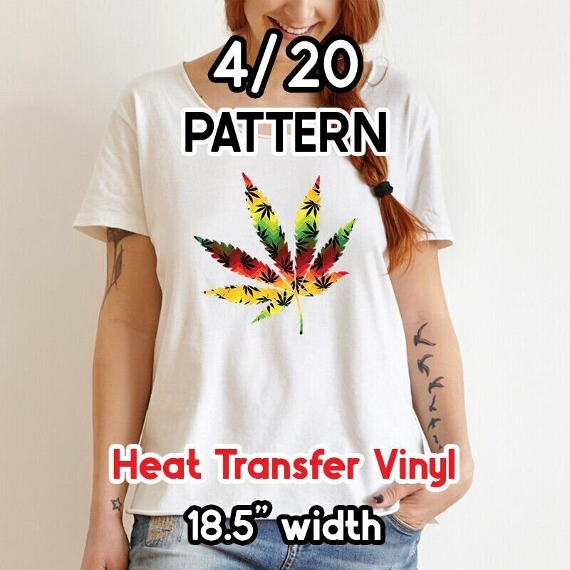 4/20 Patterned HTV for fabrics (Cannabis patterns) 18.5" ROLL ** FREE SHIPPING**