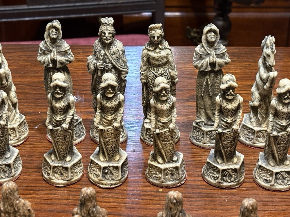 Vintage Aztec Mayan Chess Pieces .