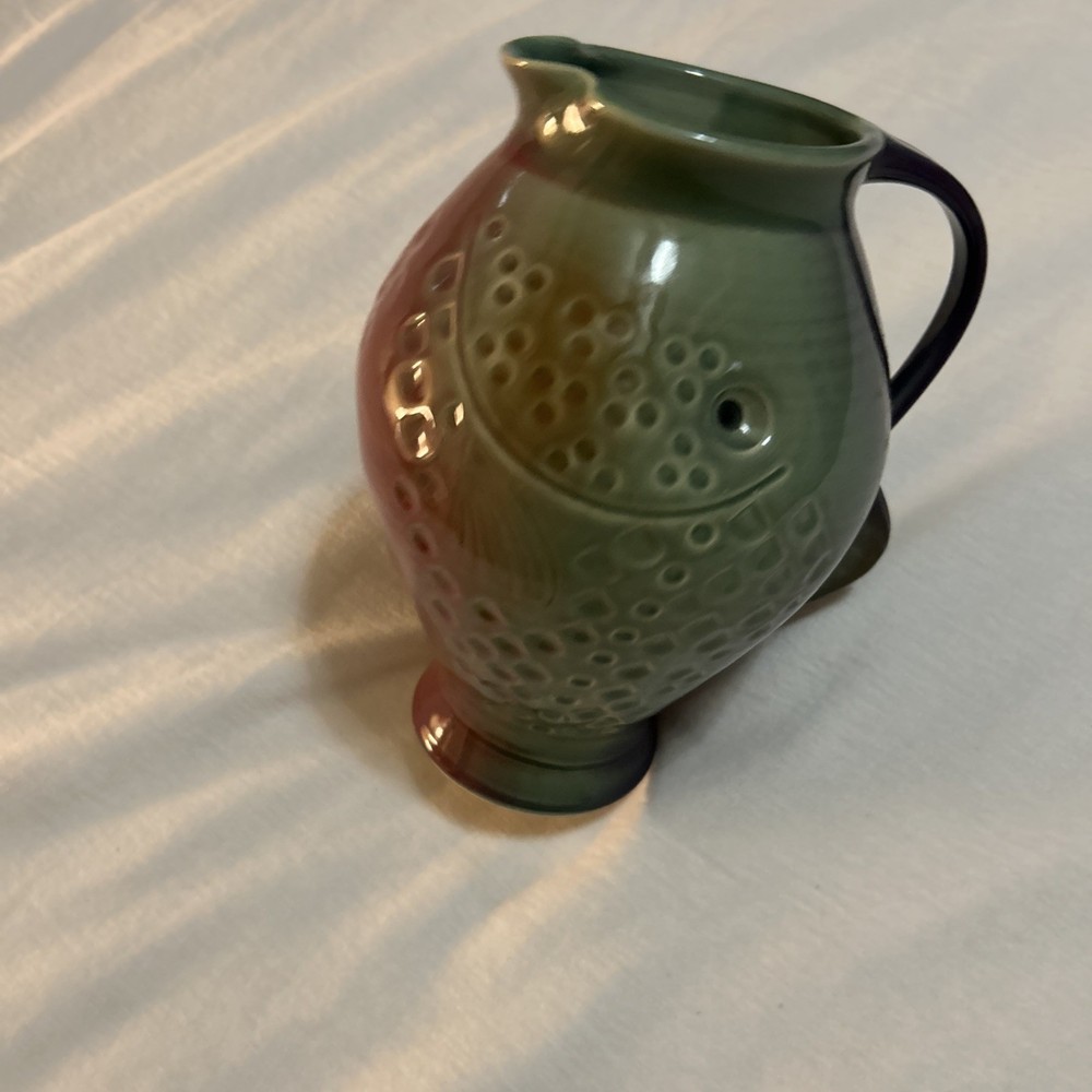 Beautiful Bob Brehmer Pottery Fish Pitcher Signed