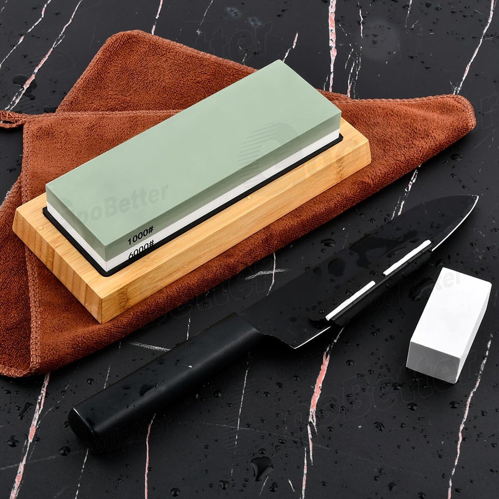Knife Sharpening Water Stone Kitchen Dual Whetstone Set 1000 6000 Grit 2 Sided