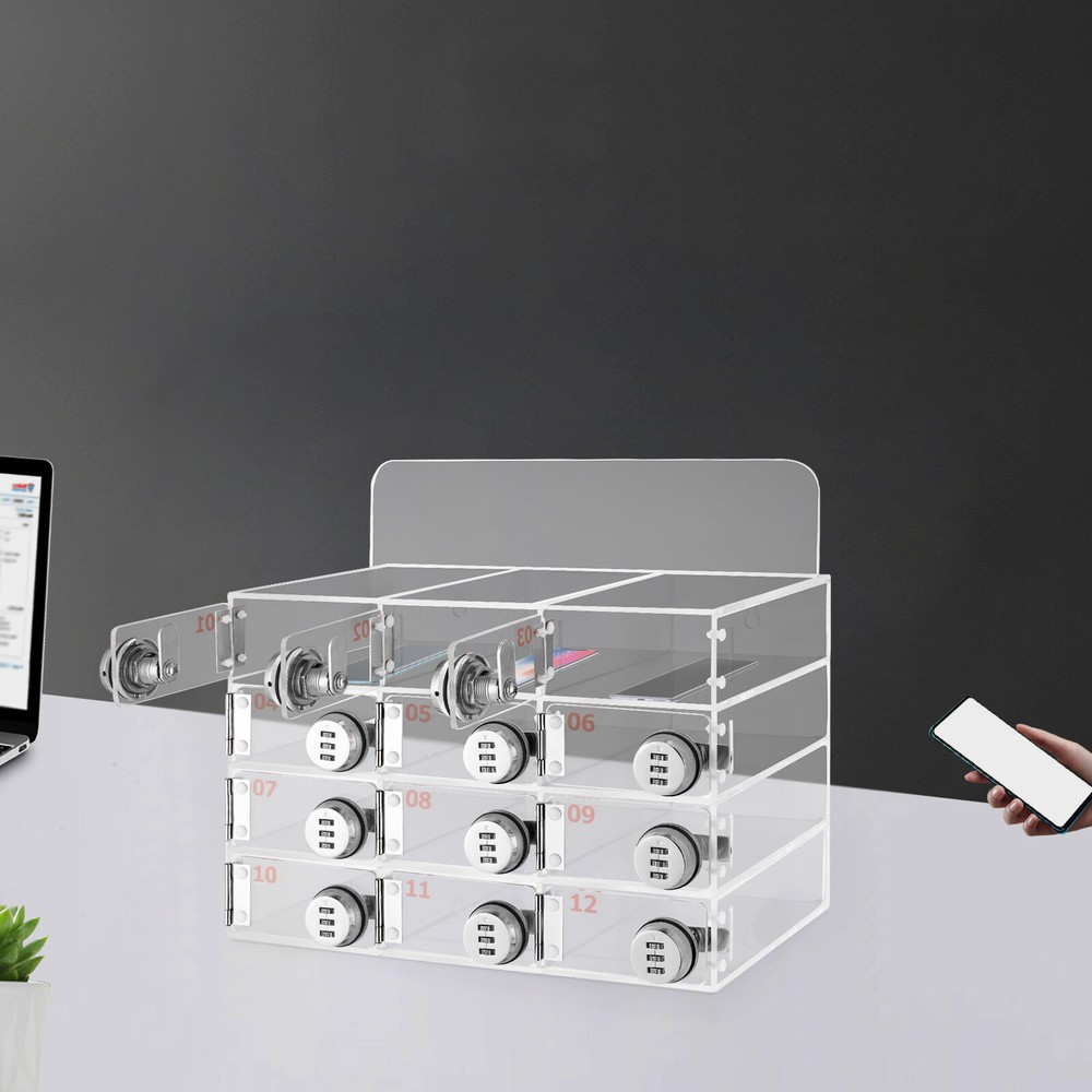Cellphone Storage Locker with Combination Lock Wall-Mounted Cabinet 12 Slots