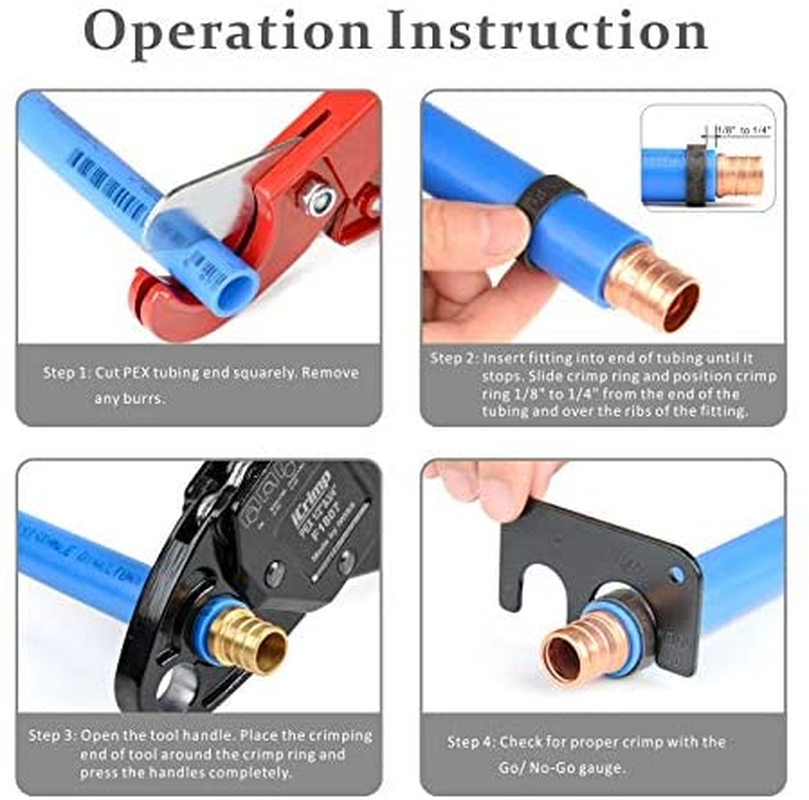 Angle PEX Crimping Tools Combo Kits Pipe Cutter Portable with Case Durable Set