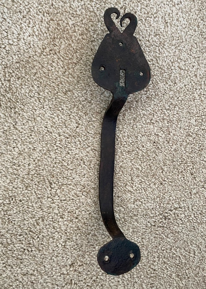 Antique Door Pull –Hand Forged Iron –Nice Heart Design