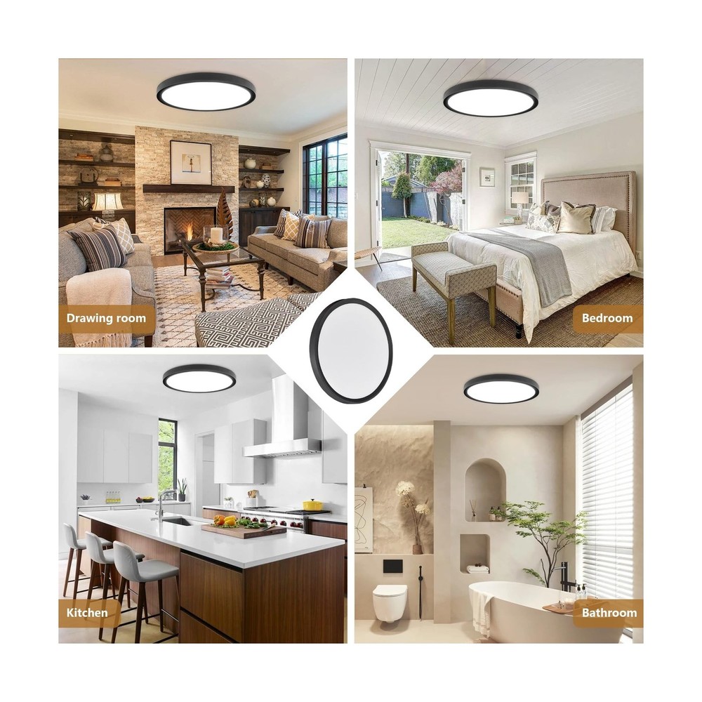 6PK 12 Inch Super Slim LED Flush Mount Ceiling Light, 24W, 2520LM, Selectable...