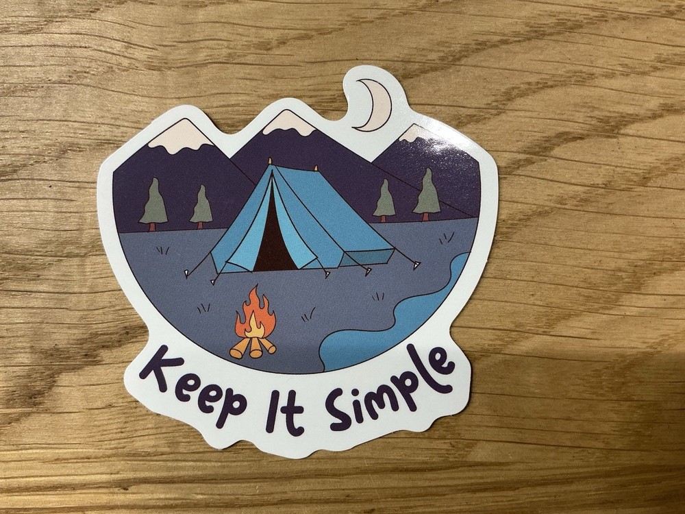 Keep It Simple Campfire Tent Camping Sticker Travel Decal
