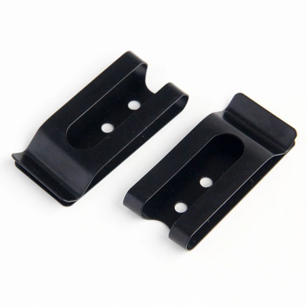 Practical Belt Clip Hook Securing Clip 2pcs Black Coated Finish Flat Base