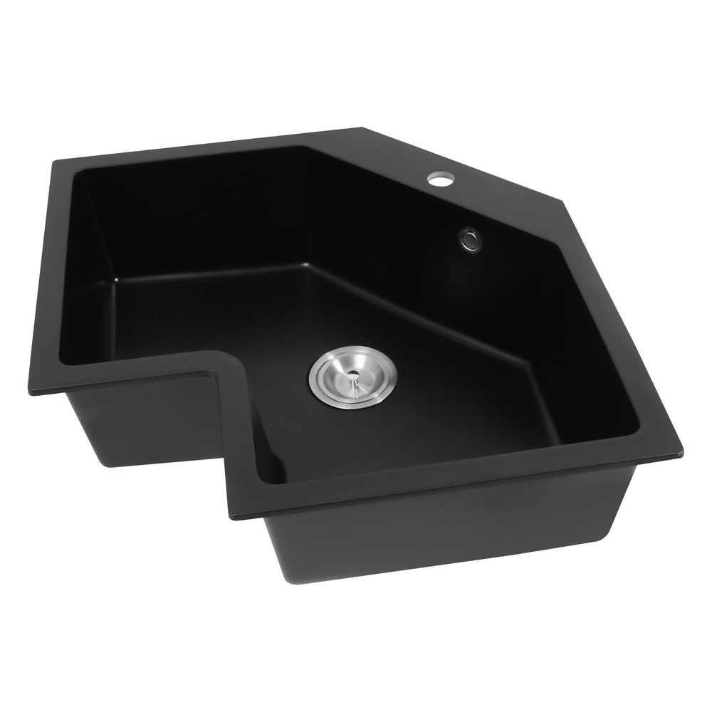 Modern Flushmount Corner Kitchen Sink, Undermount Irregular Corner Kitchen Sink