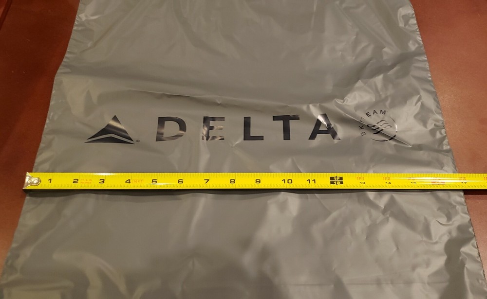 Delta Airlines Soft Handle Loop Plastic bag with logo expandable Brand new
