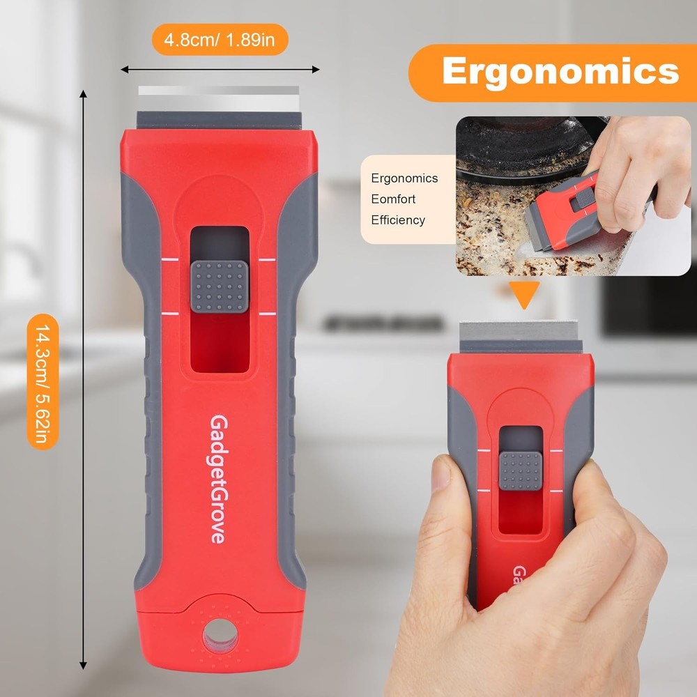 Razor Blade Scraper with 2 Pcs Plastic Scraper, Scraper Tool for Cooktop, Oven,