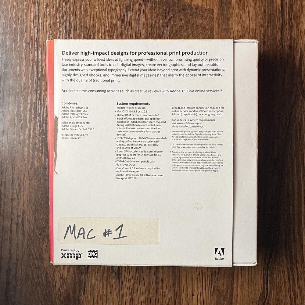 Adobe Creative Suite 5.5 CS5.5 Standard Mac OS X Full Retail DVD