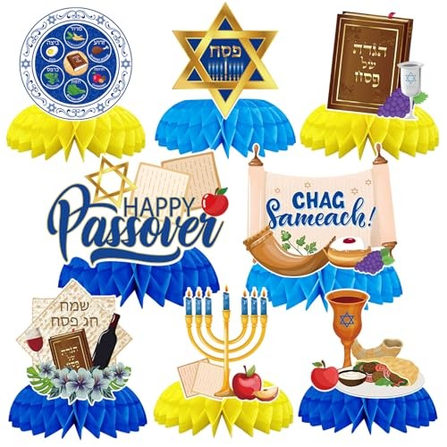 8 Pcs Passover Table Decorations, 3D Double Sided Passover Honeycomb