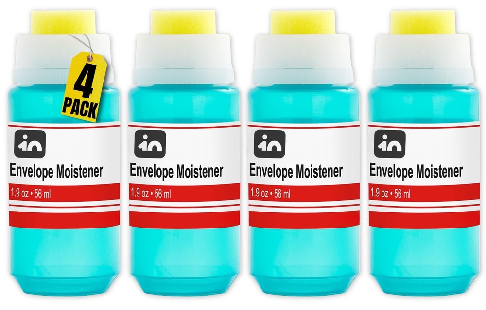Envelope Moistener, Envelope Sealer, Letter Moistener, 2 oz., 4 Pack