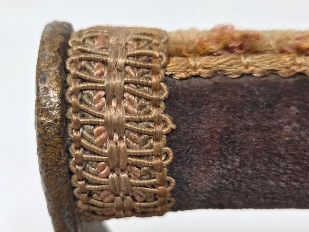Victorian Sad Iron With Fabric Covered Base Ornate Handle Decorative