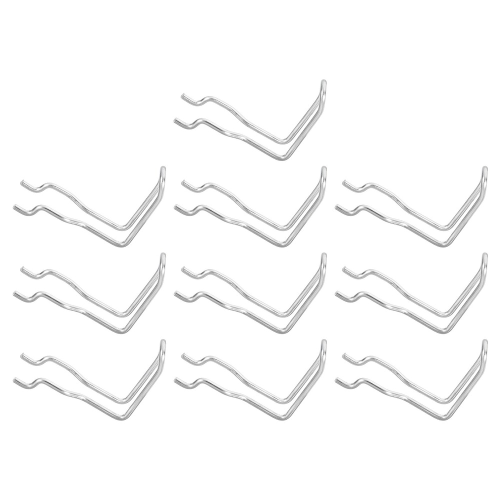 10Pcs Pegboard Hooks, Peg Board Display Hook Organizer Accessories, Silver