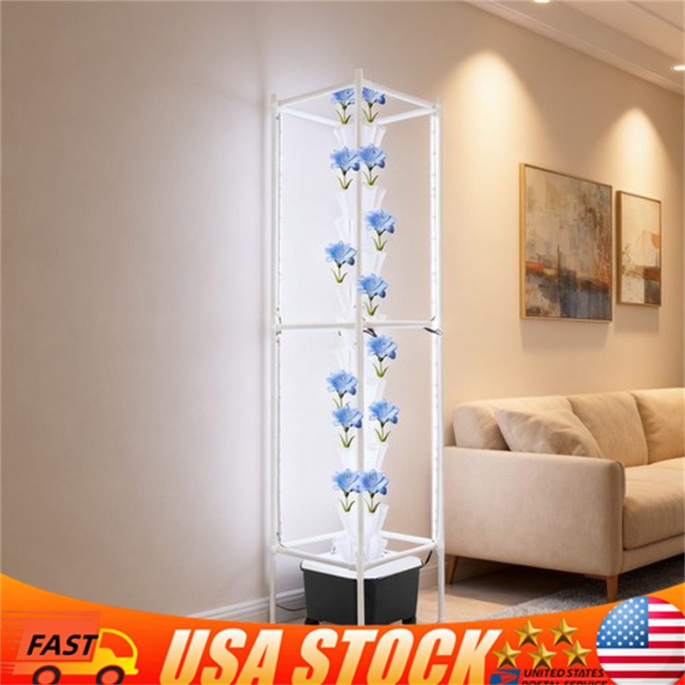 Hydroponic Gardening Tower With Lights and Wheels Vertical Hydroponic Growing