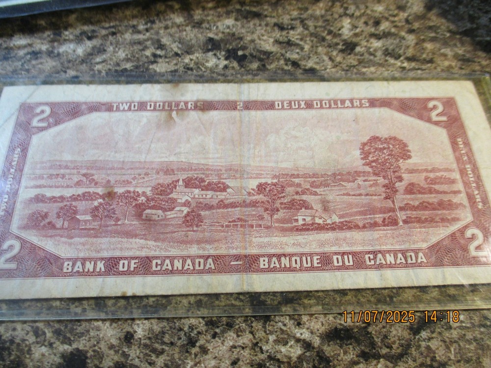 1954 CANADA $2 DOLLAR NOTE BC