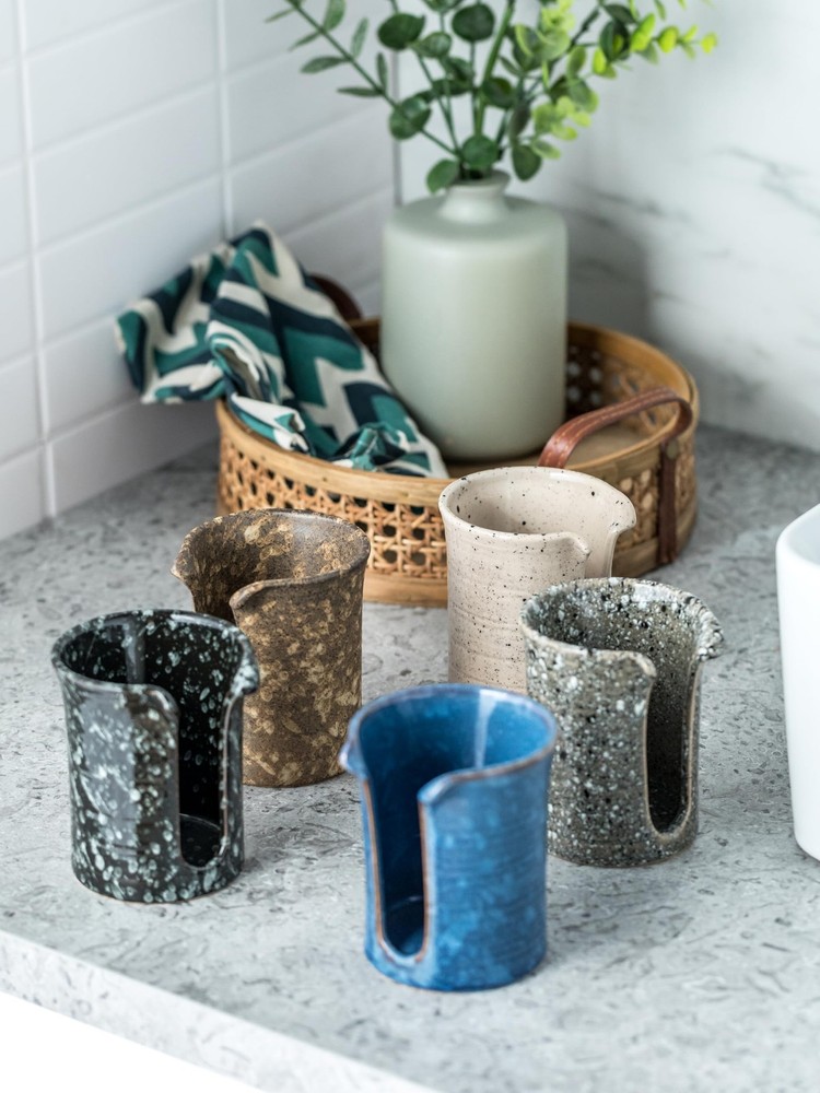 Bathroom Cup Holder, Ceramic Bathroom Cup Dispenser 3 Oz, Small Mouthwash Cup...