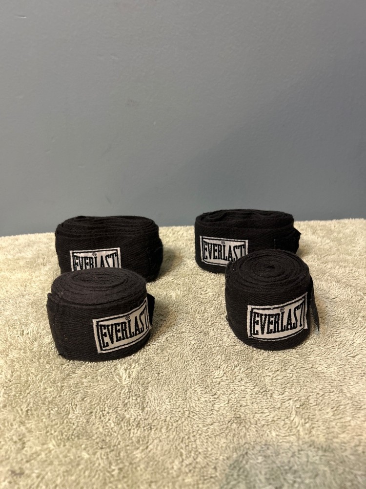 4 Black Everlast Boxing Hand Wrap