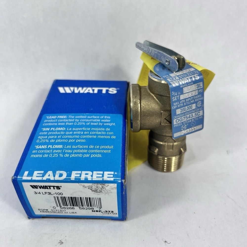 Watts 0121327 3/4” LF3L Poppet Type Pressure Relief Valve LF3L-100 100 PSI