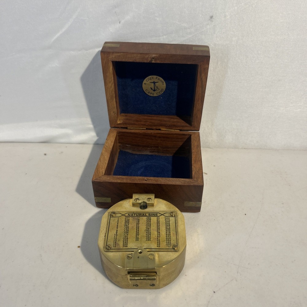 Vintage Solid Brass Compass Natural Sine Nautical