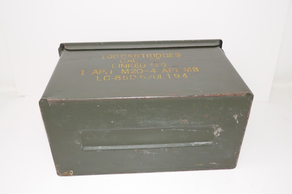 Metal Military Ammo Box Empty Storage Container ~ CAL .50 Linked M9