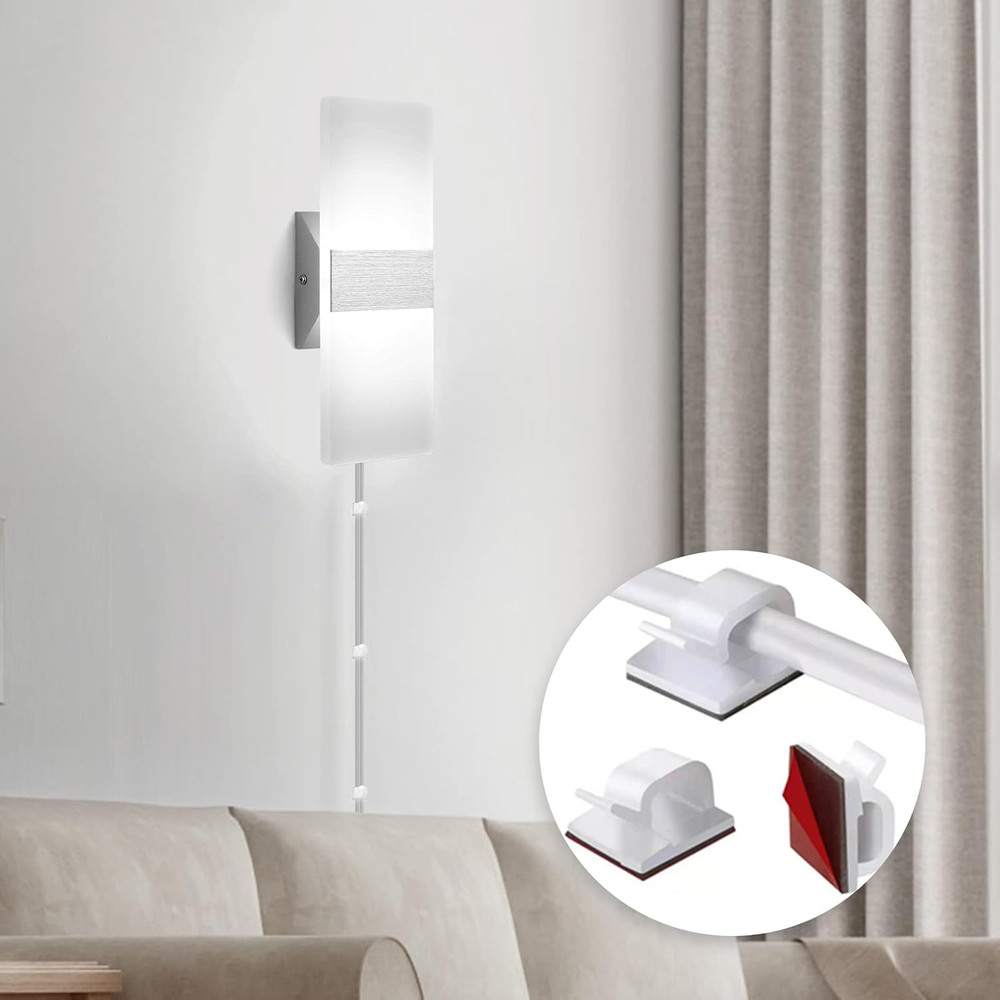Plug in Wall Sconces with Stepless Adjustable 3000K-6500K Colors and 10%-100% Br