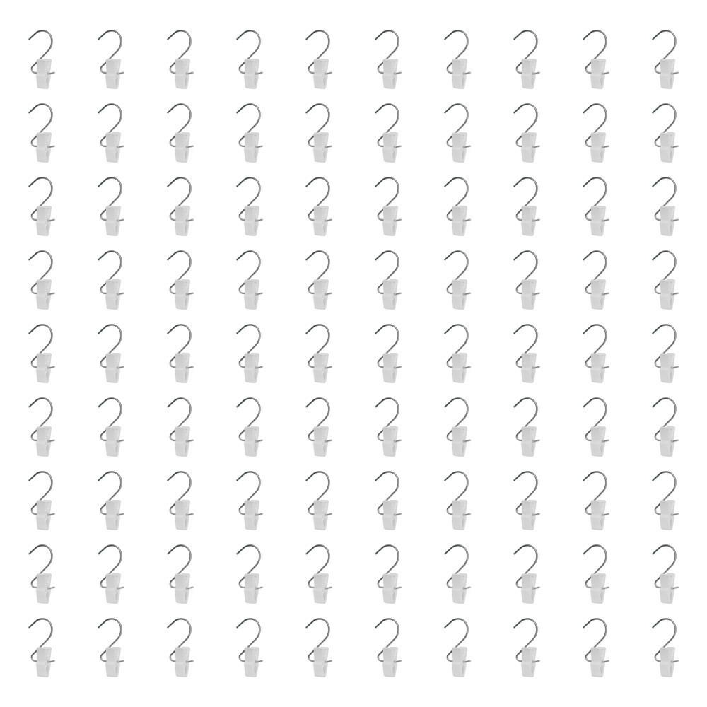 100 Pcs Laundry Hooks Clips Clothes Pin Plastic Retail Display -WHITE