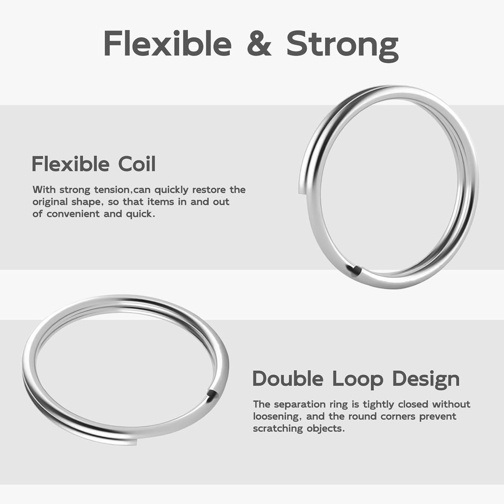 120 Pcs Mini Split Rings, 1/2 Inch Small Key Rings Bulk Stainless Silver