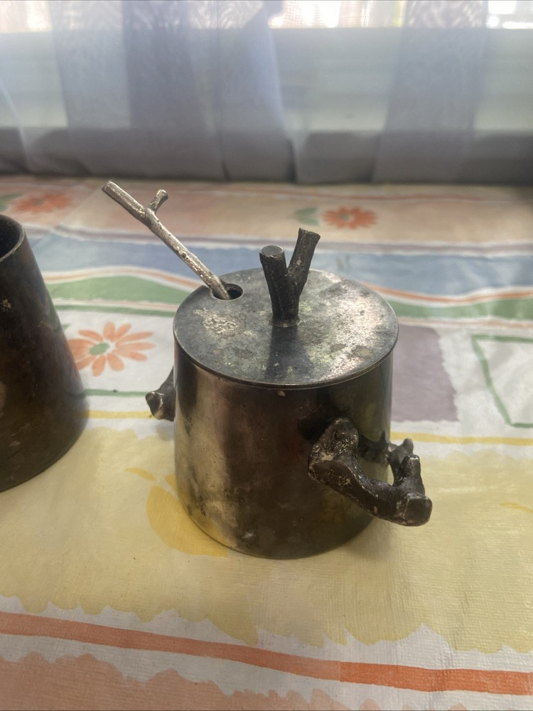 ARAM Signed Silver Plate Sugar and Creamer Set with Branches