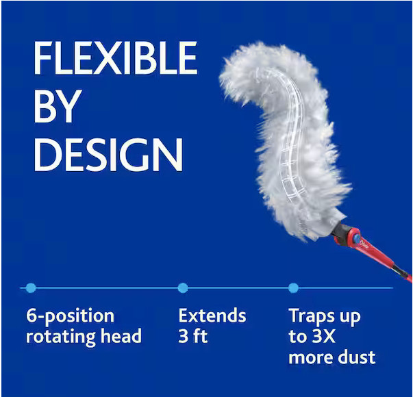 2x O-Cedar Flex & Catch Heavy Duty Dusting Kit 3 ft Extendable Handle 5 Refills