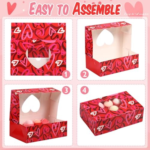 28 Pcs Valentines Cookie Gift Boxes with Window and 400 Pcs Cupcake Liners