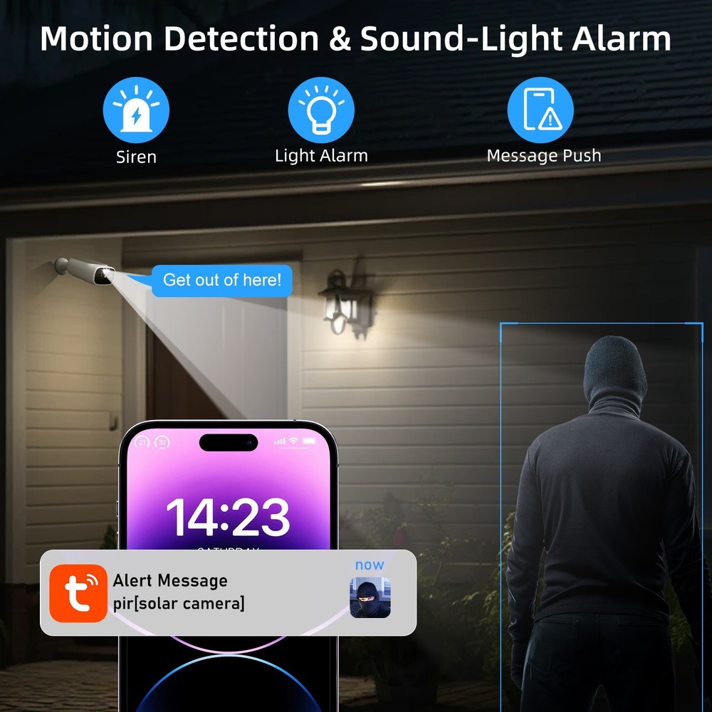 6pcs Wifi Wireless Security Camera System Solar Battery Powered Home 2 Way Talk