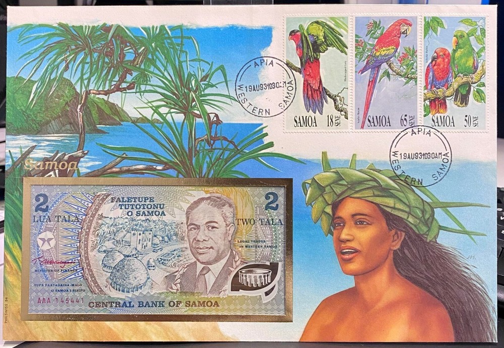 Banknote Letter ,Samoa 2 Tala UNC Polymer Banknote