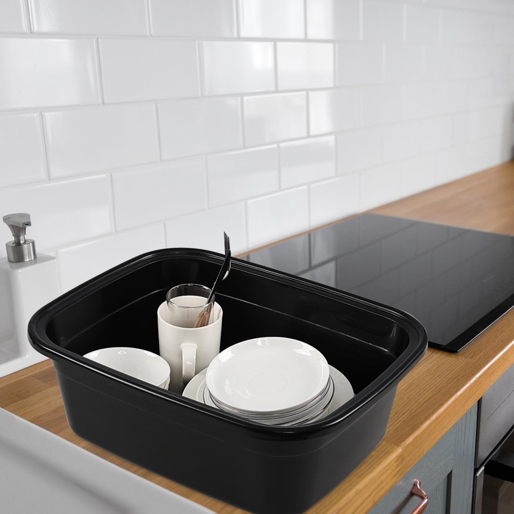 Saedy 2-Pack 18 Quart Plastic Kitchen Washing Basin, Rectangular Dishpan Wash...
