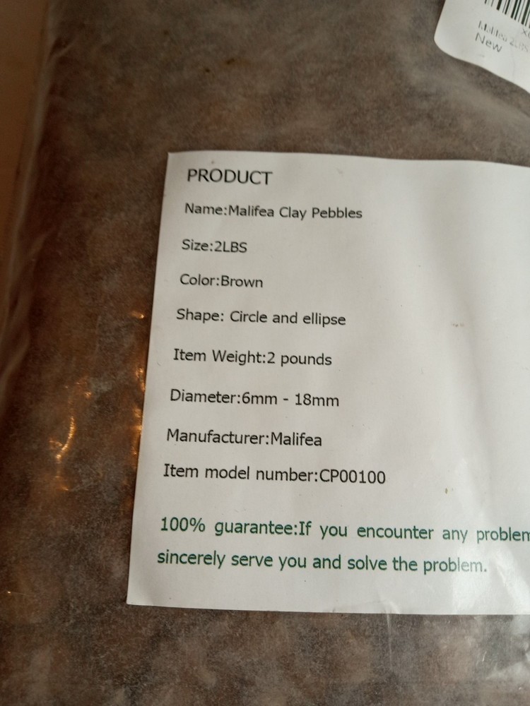 2 LBS Malifea Leca Expanded Clay Pebbles New